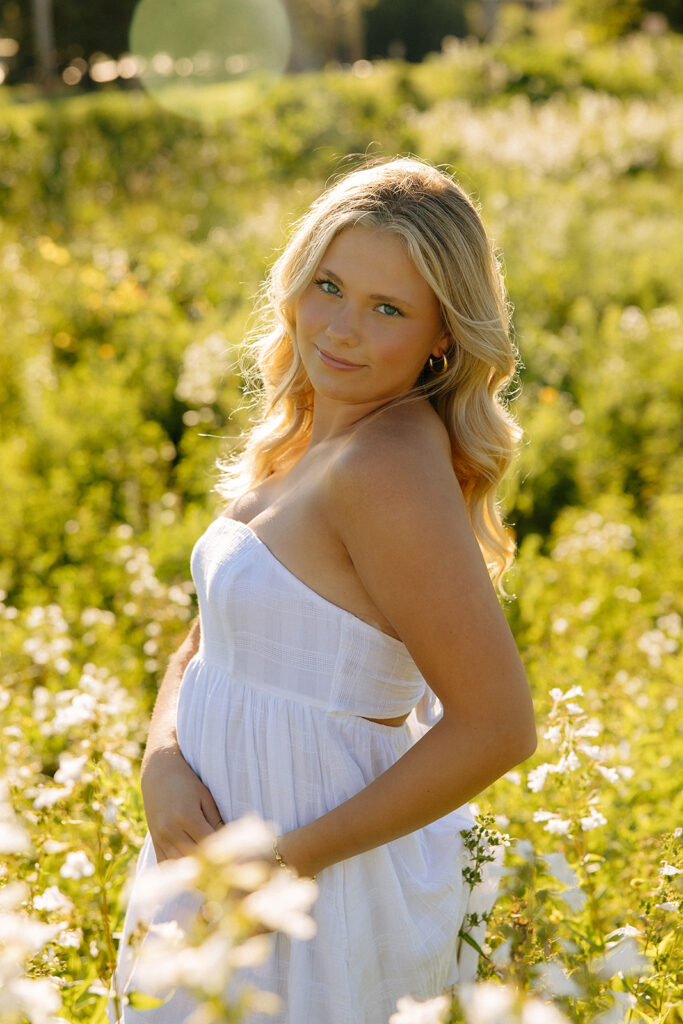 Senior photo in flower field